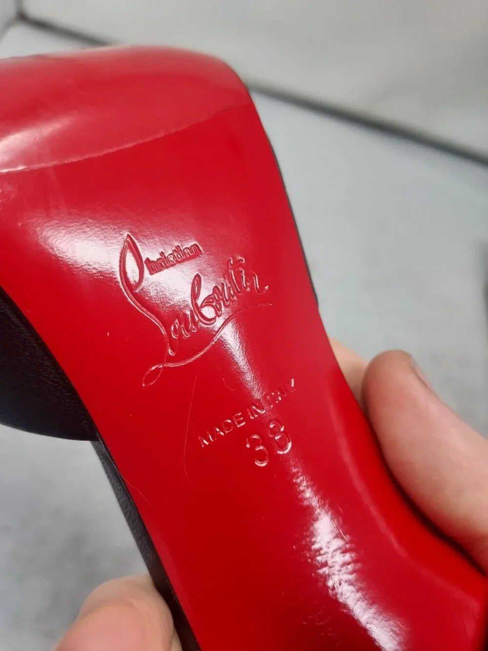 Christian Louboutin Black Miss Z Leather Mule Heel Sandal